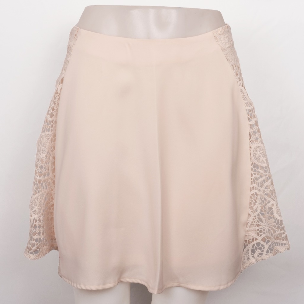 Lucy Paris Cream-Tone Skirt w/Crochet Sides (M)
